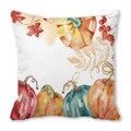 Watercolor pumpkin and autumn leaves print on square peach skin pillowcase for Thanksgiving - 18x18 Inch / Watercolor Pumpkin Berry Minimalist Art Style (23)