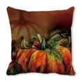 Housse de coussin en peau de pêche avec motif citrouille et feuilles d'automne - Style Combo Citrouilles Peint à la Main (24)