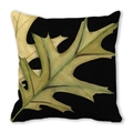 Square black decorative pillow case featuring vintage green oak leaf watercolor print - 40