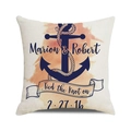Housse de coussin nautique personnalisée avec ancre et date de mariage mémorable - Ancre Commémorative Aquarelle (33)