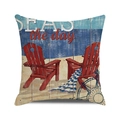 Seas the Day Kissenhülle mit Strandstühlen auf Leinenimitat für maritime Deko - 45x45 cm / Seas the Day Strand(32)
