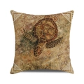 Square watercolor sea turtle pillow cover with vintage texture on white background - Earth Tone Vintage Hand-drawn Turtle (ZX309-34) / 18x18 Inch