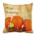 Housse de coussin Thanksgiving en peau de pêche avec citrouilles sur fond de paille - Style Foin Citrouille Happy Thanksgiving (27)