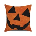 Halloween pumpkin face pillowcase with orange vintage texture and black Jack-o'-lantern design - Classic Jack-O-Lantern (1) / 18x18 Inch