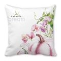 Watercolor lavender pumpkin and floral pattern on white autumn breath pillowcase - 18x18 Inch / Autumn Breath Purple Pumpkin Floral Style (28)
