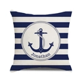 Housse de coussin ancre marine à rayures bleues avec personnalisation au nom Jonathan - Ancre Personnalisée à Rayures Bleu Blanc (38)