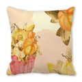 Watercolor pumpkin harvest print on beige peach skin pillowcase for Thanksgiving decor - 18x18 Inch / Red Barrel Pumpkin Combination Style (30)