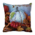 Housse de coussin Happy Thanksgiving avec citrouilles peintes à l'huile et feuilles - Style Peinture à l'Huile Citrouille Blanche Happy Thanksgiving (32)