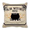 Halloween pillow cover with Olde Witches House cauldron and spider web patterns - Vintage Witch Cauldron Spider Web Style(24)