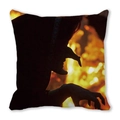 Halloween decorative square pillow cover featuring a black witch silhouette pattern - 45x45cm / Dark Mysterious Witch Silhouette Style (40)