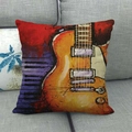 Artistic oil painting style guitar and piano throw pillow case on grey sofa - Hand Drawn Guitar Piano (4)