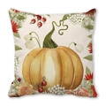 Housse de coussin carrée avec citrouille aquarelle et motif floral automnal décoratif - Style Marguerite Rouge Citrouille Aquarelle (34)