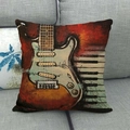Artistic oil painting cushion cover with electric guitar and piano keys on grey sofa - Artistic Piano Guitar (6)