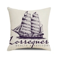 Detailed texture of linen cushion cover with purple watercolor sailboat print and typography - Purple Hand-painted Sailboat Art (4)