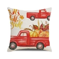 Herfst kussensloop met aquarel pompoen vrachtwagen en tekst It's fall y'all op linnen - Eén maat / Rode Pickup Met Herfstgroet Stijl (4)