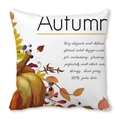 Autumn design pillowcase with pumpkins and maple leaves on peach skin fabric - 18x18 Inch / Autumn Hand Painted Pumpkin Leaves Berry Style (36)
