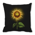 Halloween pumpkin cushion cover with smiling sunflower face on black peach skin fabric - Sunflower Personified Smile Style(27)