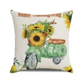 Detail of hidden zipper on linen cushion cover with sunflower and scooter print - One Size / Green Scooter With Sunflowers Happy Time Style (15)