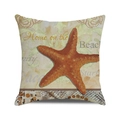 Housse de coussin étoile de mer aquarelle avec typographie Beach sur tissu en lin - Style Murale Vintage Étoile de Mer Marron (15) / 45x45cm
