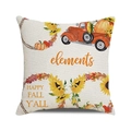 Detail of linen pillowcase with watercolor pumpkin truck and Happy Fall Y'all design - One Size / Red Retro Pickup Fall Greeting Style (17)