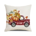 Watercolor pumpkin truck decorative linen pillow cover for Thanksgiving decor - One Size / Red Retro Pickup With Pumpkin Leaves Style (19)