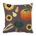 Housse de coussin aquarelle avec citrouille et tournesol pour décoration d'automne - Style Citrouille Tournesol Fond Foncé (36)