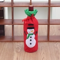 Detail of Christmas wine bottle cover with snowman embroidery and green sequins - Snowman