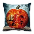 Halloween watercolor pumpkin knight decorative pillowcase on dark wooden surface - Pumpkin Rider Illustration Style (5)