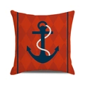 Roter nautischer Kissenbezug mit Rautenmuster, blauem Anker und weißem Seil Motiv - Roter Hintergrund Anker Stil