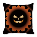 Detailed pattern of a Halloween pumpkin jack-o'-lantern and black bats on cushion cover - Hollow Pumpkin Smile Bat Silhouette Style (19)