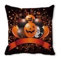 Halloween decorative square pillow cover with festive watercolor pumpkin and balloon design - Halloween Elements Balloons Ribbons Style (20)