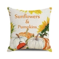 Linen pillow cover with watercolor sunflowers and pumpkins design for autumn decor - One Size / Sunflowers And Pumpkins Watercolor Style (22)