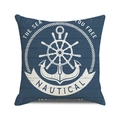 Nautischer Kissenbezug mit Anker-Motiv und Vintage-Holzstruktur in Dunkelblau - Sea Will Set You Free Anker