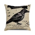 Vintage Halloween pillow cover featuring a black crow and Oct 31 date on old newspaper print - Standard Size
