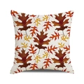 Square autumn leaf print cushion cover in cotton linen for Thanksgiving sofa decor - Autumn Oak Leaves Pattern (1)