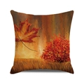 Artistic oil painting style throw pillow cover with red autumn maple leaf and forest scene - Veined Maple and Shrubs (29)