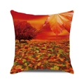 Autumn forest landscape throw pillow cover with red maple tree and park bench prints - Autumn Park Scenery (31)