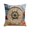 Vintage Kissenbezug mit maritimem Steuerrad-Motiv und nautischen Ozean-Erinnerungen - Ocean Memories Vintage Print