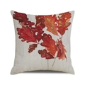 Herbstwald-Kissenbezug mit roten Blättern aus Baumwollleinen für die Sofa-Dekoration - 45cmx45cm / Aquarell Verwelkte Rote Blätter (1)