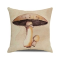 Detailopname van vierkante kussenhoes met aquarel paddenstoelen en linnen textuur - 45cmx45cm / Aquarel Handgeschilderde Paddestoel (17)
