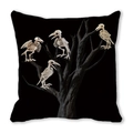 Halloween pillowcase featuring dark tree with white bird skeletons on black background - Dead Tree and Bird Skeletons Silhouette Style(32)