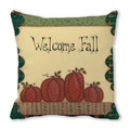 Housse de coussin carrée avec citrouille aquarelle et texte Welcome Fall déco - Style Citrouille Clôture en Bois Welcome Fall (40)