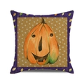 Halloween decorative pillow case with cute pumpkin illustration on polka dot background - Standard Size / Khaki Polka Dot Base Colorful Pumpkin