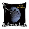 Halloween throw pillow cover with Happy Halloween text and ghost prints in black - Yellow Text Ghost Monster Style(33)