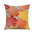 Vierkante kussensloop voor Thanksgiving met kleurrijke herfstbladeren en esdoornprint - 45cmx45cm / Blauwe Basis Vintage Esdoorn (27)