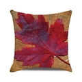 Happy Thanksgiving kussenhoes met esdoornblad en vintage houtnerfstructuur - 45cmx45cm / Donkerrode Esdoorn Retro Ringen (32)