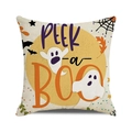 Detail des Halloween-Kissenbezugs mit Peek-a-boo-Aufdruck, Geistern, Fledermäusen und Netzen - Peek-A-Boo Geist Mond Stil (2)