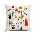 Macro shot of Halloween cushion cover fabric with ghosts and pumpkin illustrations - Halloween Illustration Collection Style (5)