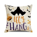 Close-up of Halloween pillow cover texture with bat pattern and Let's Hang text - Let's Hang Bat Style (10)