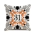 Halloween throw pillow cover featuring orange number 31 with spiders and web designs - October 31st Pumpkin Scroll Style (13)
